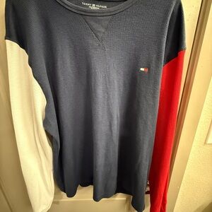 Tommy Hilfiger Men's Colorblock Sweater - Navy, Red, and White